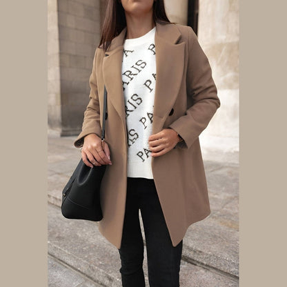 Women's Long Winter Jacket Elegant Button Closure