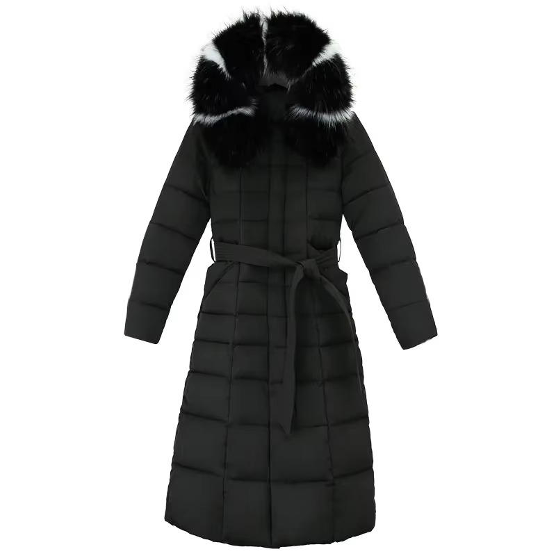 Women's Long Elegant Winter Jacket with Fur Detail