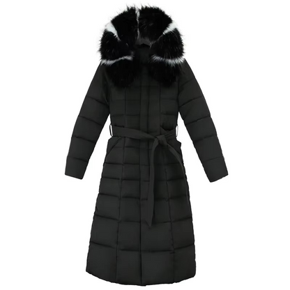 Women's Long Elegant Winter Jacket with Fur Detail