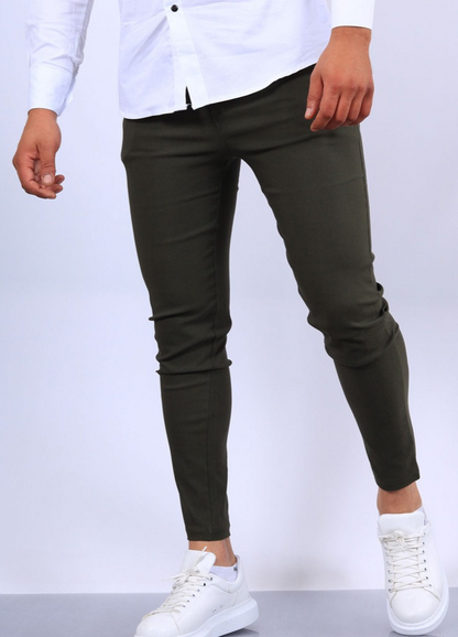 Men's Stretch Slim Fit Tactical Trousers with Multiple Pockets