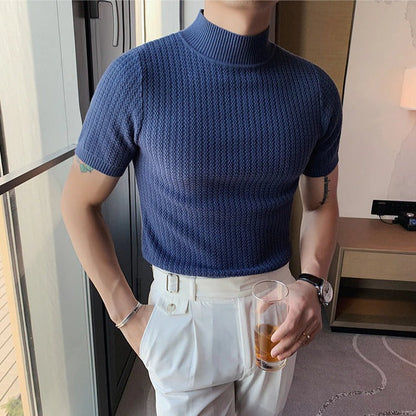 Men's Short Sleeve Turtleneck Design T-Shirt