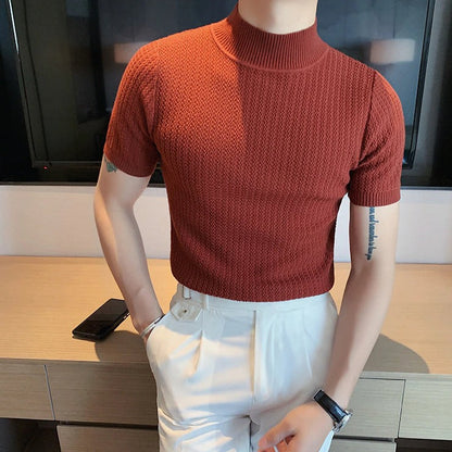 Men's Short Sleeve Turtleneck Design T-Shirt