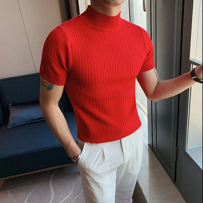 Men's Short Sleeve Turtleneck Design T-Shirt