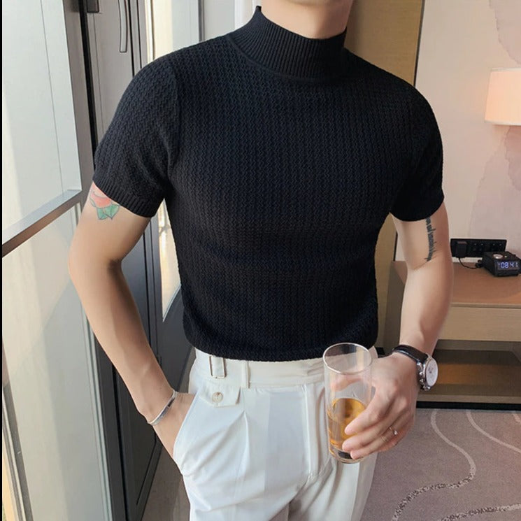 Men's Short Sleeve Turtleneck Design T-Shirt