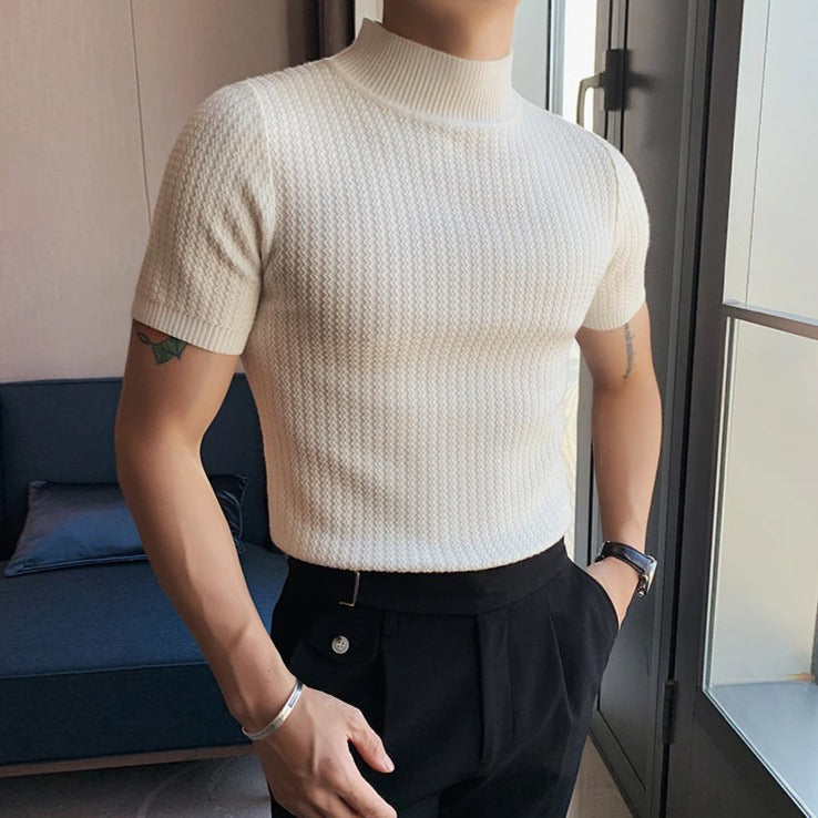 Men's Short Sleeve Turtleneck Design T-Shirt