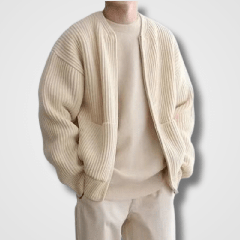 Men's Chunky Knit Zip-Up Sweater