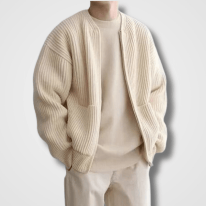 Men's Chunky Knit Zip-Up Sweater