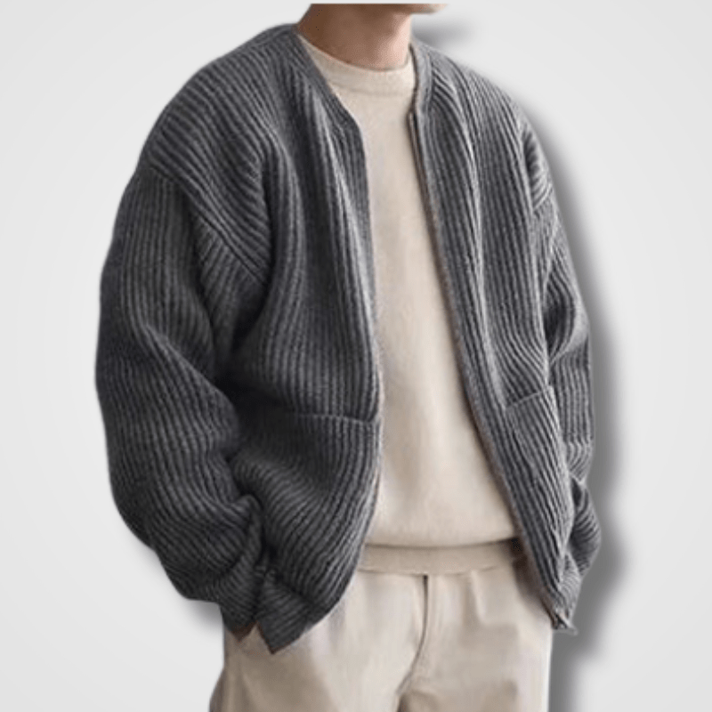 Men's Chunky Knit Zip-Up Sweater