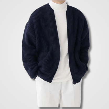 Men's Chunky Knit Zip-Up Sweater