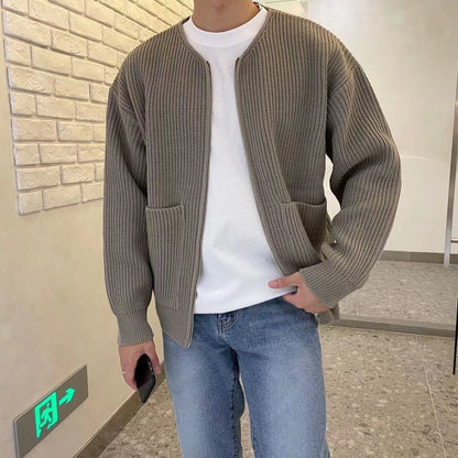 Men's Knitted Cardigan Chunky Zip
