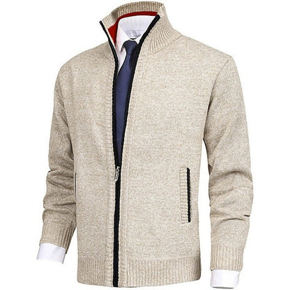 Men's Modern Stand-Up Collar Cardigan with Pockets