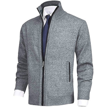Men's Modern Stand-Up Collar Cardigan with Pockets
