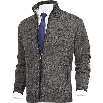 Men's Modern Stand-Up Collar Cardigan with Pockets
