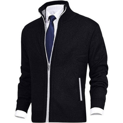 Men's Modern Stand-Up Collar Cardigan with Pockets