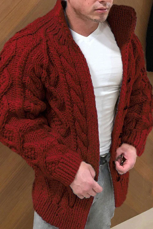 Men's Cable Knit Cardigan Chunky Knit