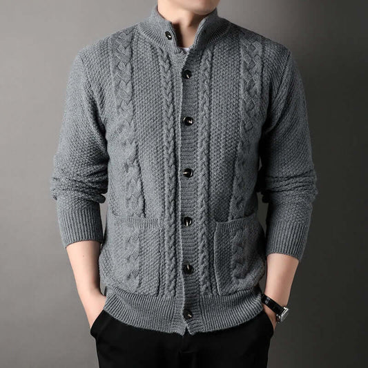 Herren Strickjacke Zopfmuster Klassisch - IdealeKleiden