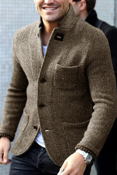 Men's Slim Fit Tweed Cardigan