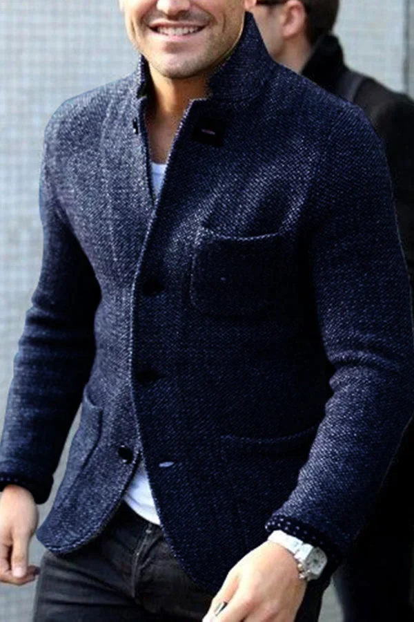Herren Strickjacke Slim Fit Tweed Design - IdealeKleiden