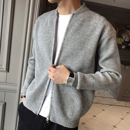 Men's Soft Long-Sleeved Zip-Up Cardigan