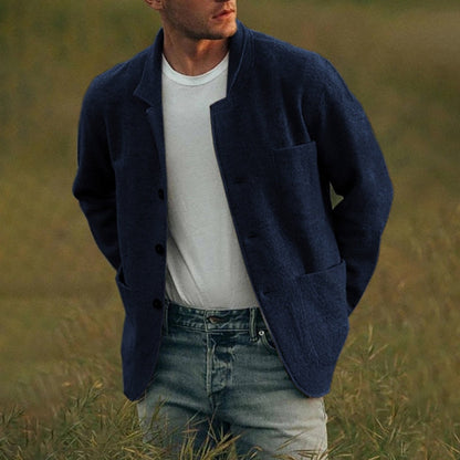 Men's Knitted Cardigan Woolly With Buttons and Pockets