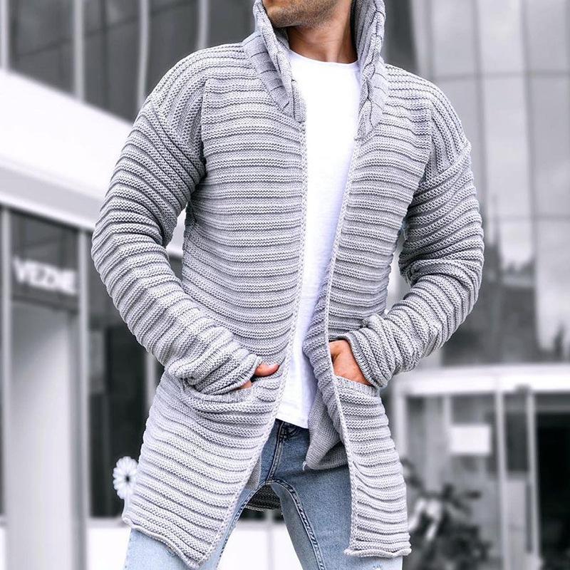 Men's Cardigan Hooded Open Long