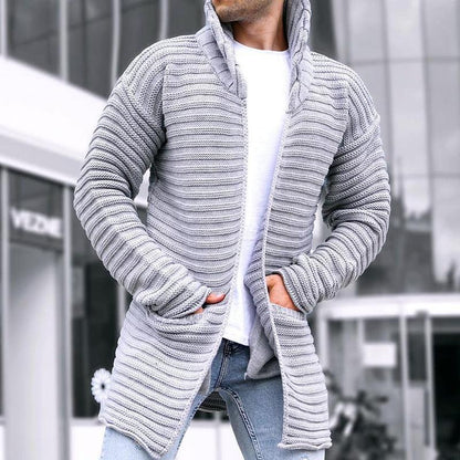 Men's Cardigan Hooded Open Long