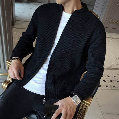 Men's Rib-Knit Cardigan with Zipper