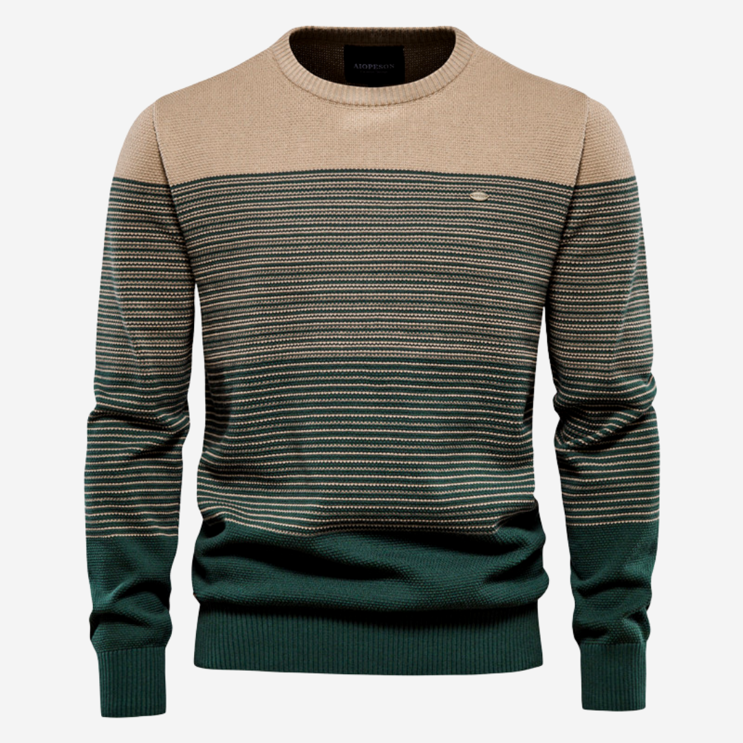 Men's Striped Round Neck Knitted Sweater