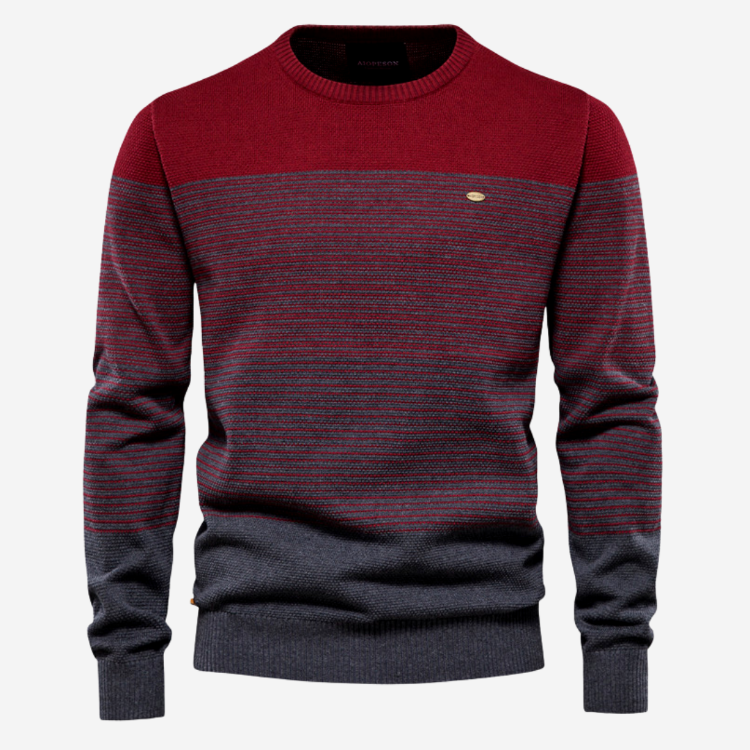 Men's Striped Round Neck Knitted Sweater