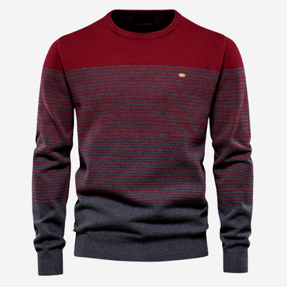 Men's Striped Round Neck Knitted Sweater