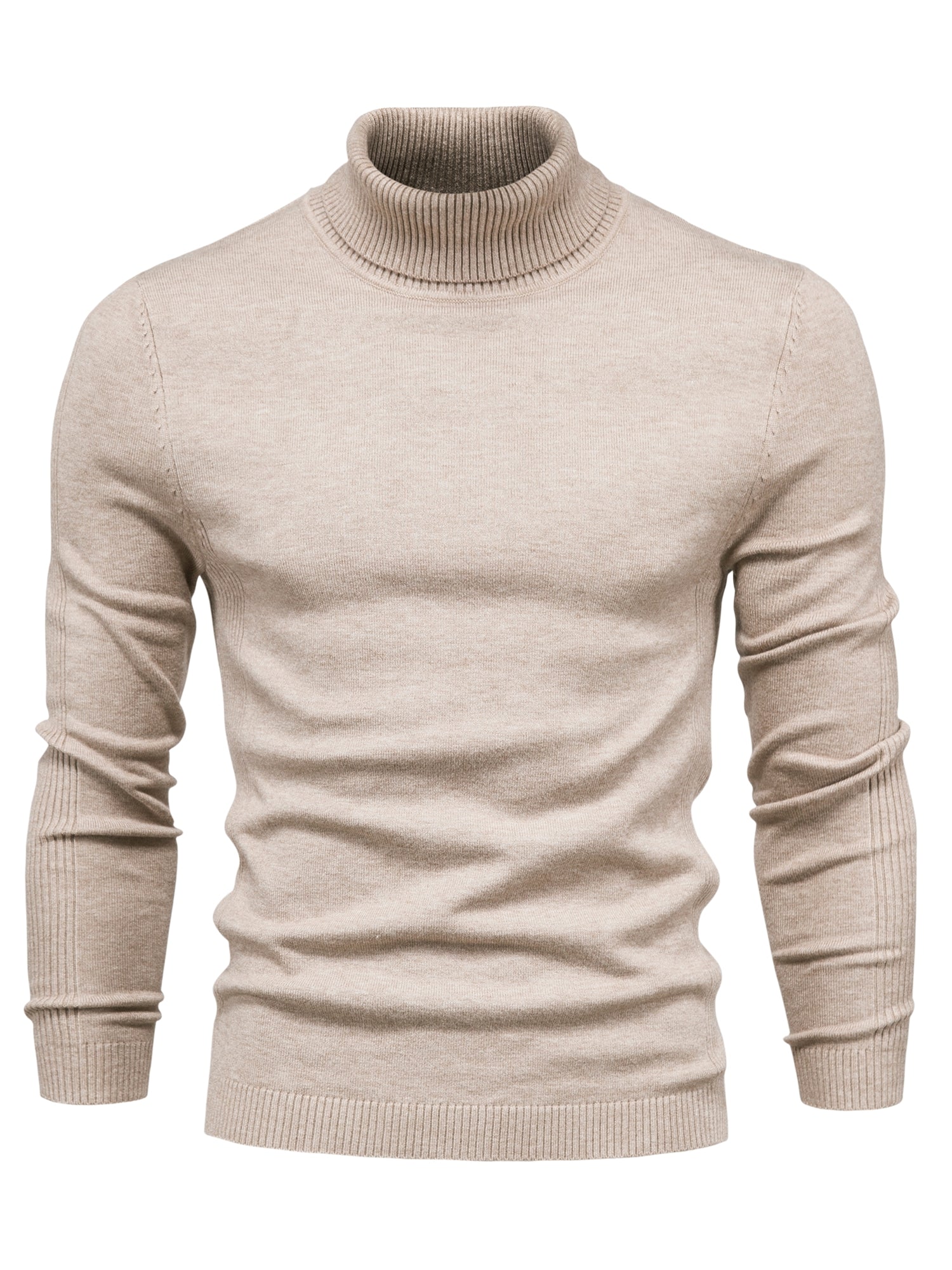Herren Strickpullover Slim Fit Langarm Rollkragen - IdealeKleiden
