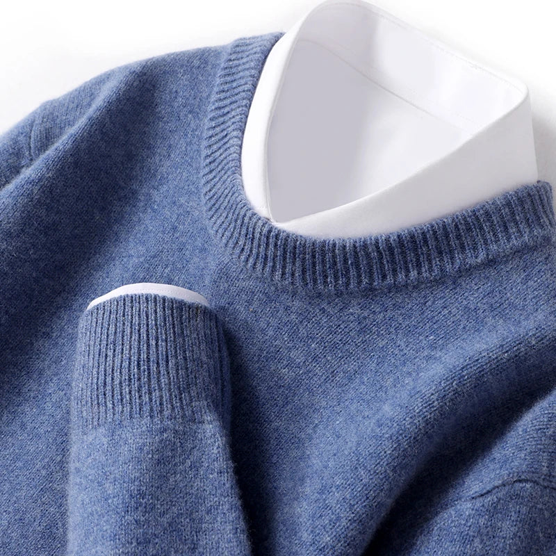 Men's Warm Knitted Round Neck Pullover