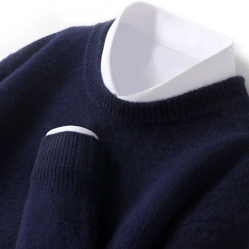 Men's Warm Knitted Round Neck Pullover