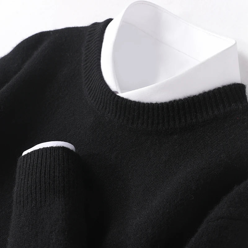 Men's Warm Knitted Round Neck Pullover