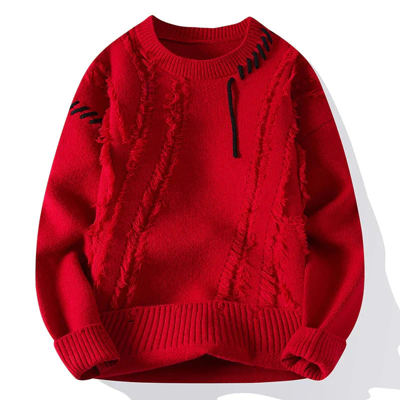 Men's Knitted Sweater Warm Chunky Knit Crew Neck