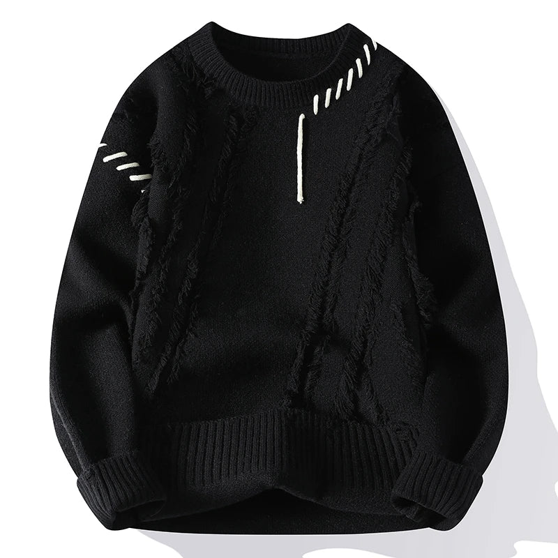Men's Knitted Sweater Warm Chunky Knit Crew Neck