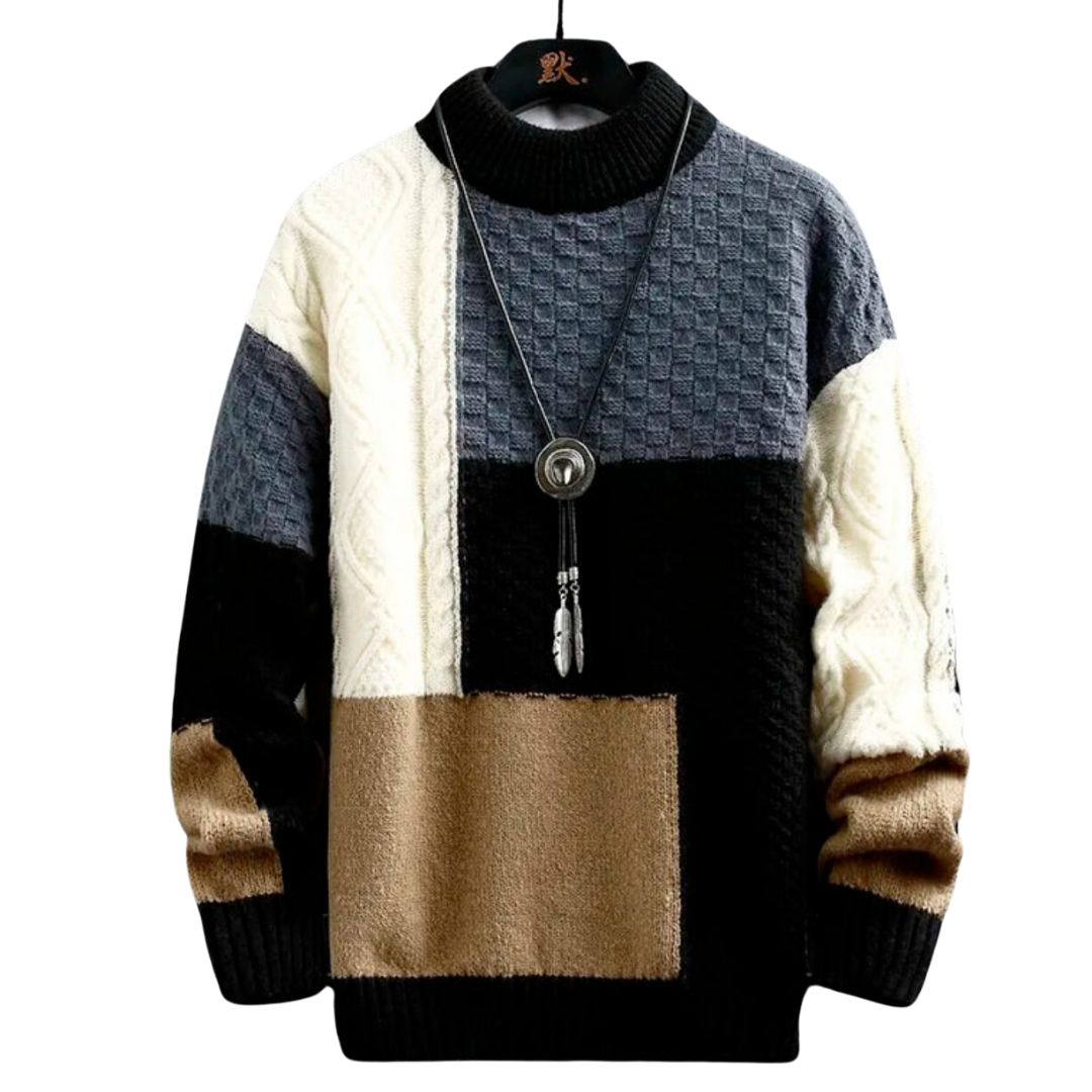 Men's Knitted Sweater Warm Chunky Knit Crew Neck
