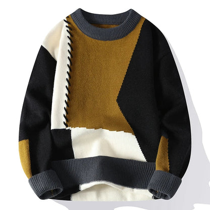 Men's Knitted Sweater Warm Chunky Knit Crew Neck