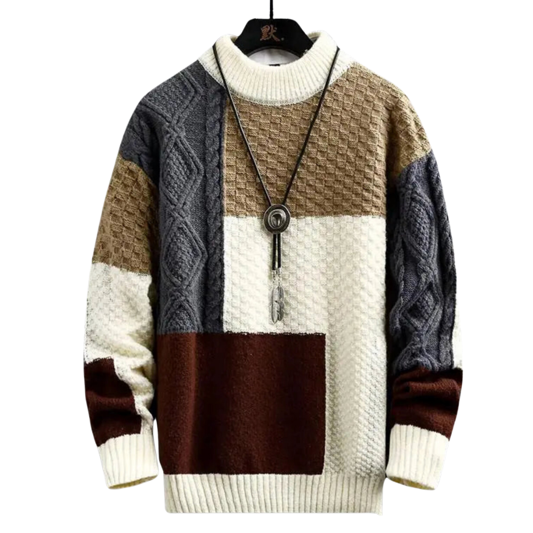 Men's Knitted Sweater Warm Chunky Knit Crew Neck