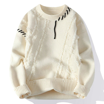Men's Knitted Sweater Warm Chunky Knit Crew Neck
