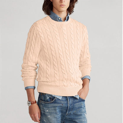 Men's Cable Knit Round Neck Sweater