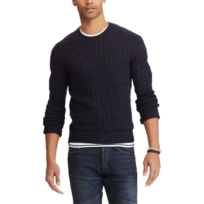 Men's Cable Knit Round Neck Sweater
