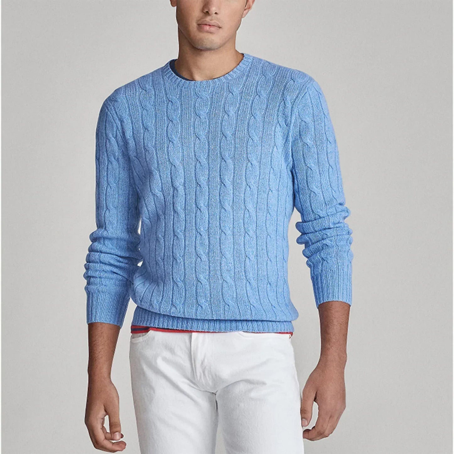 Men's Cable Knit Round Neck Sweater