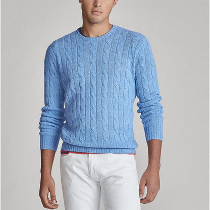 Men's Cable Knit Round Neck Sweater