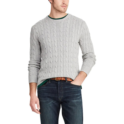 Men's Cable Knit Round Neck Sweater
