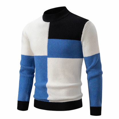 Men's Knitted Jumper Slim Fit Patchwork Design