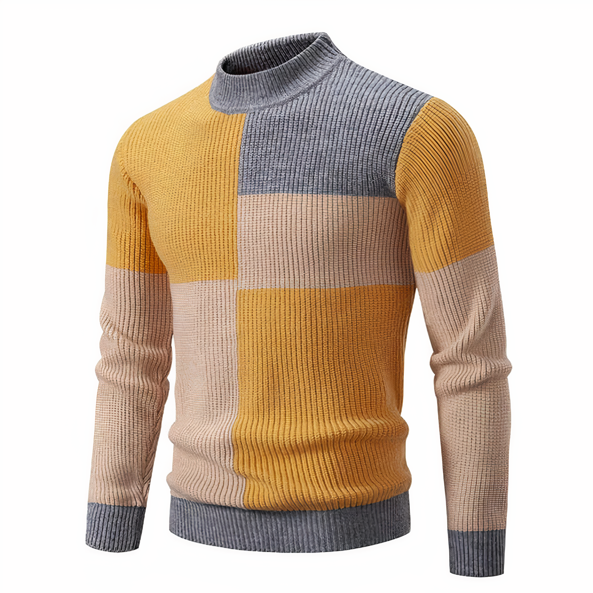 Men's Knitted Jumper Slim Fit Patchwork Design