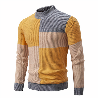 Men's Knitted Jumper Slim Fit Patchwork Design