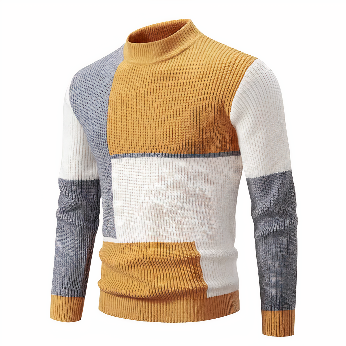 Men's Knitted Jumper Slim Fit Patchwork Design