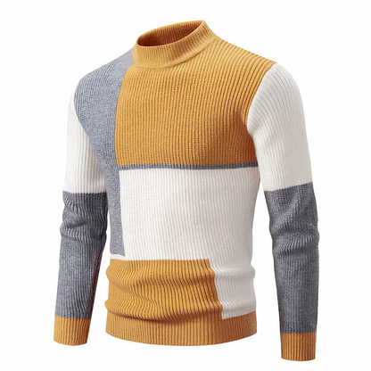 Men's Knitted Jumper Slim Fit Patchwork Design